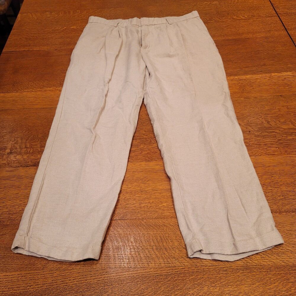 Dockers Men's Pants 40x30 Linen Blend Beige Relaxed Summer Beach Pleated